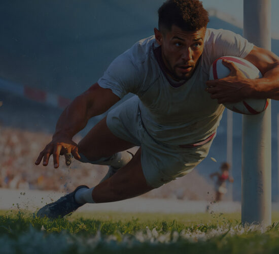 Rugby Homme qui plonge avec le ballon